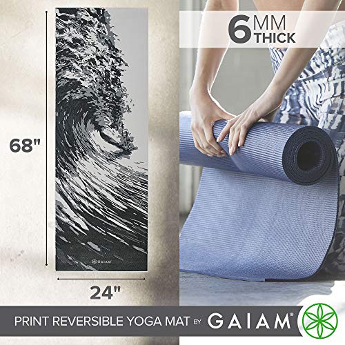 Gaiam حصيرة يوغا غايايم مطبوعة مميزة قابلة للعكس سميكة جداً غير قابلة للانزلاق للتمارين واللياقة البدنية لجميع أنواع اليوغا، بيلاتيس وتمارين الأرض، زارا روج، 68 بوصة طول × 24 بوصة عرض × 6 مم سمك - Image 3