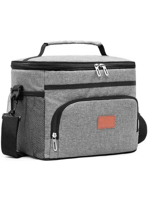 15L Grey Insulated Cooler Bag Reusable Insulated Waterproof Lunch Bag for Office Work School Picnic Beach Gym combination Grey 30x23x22 cm