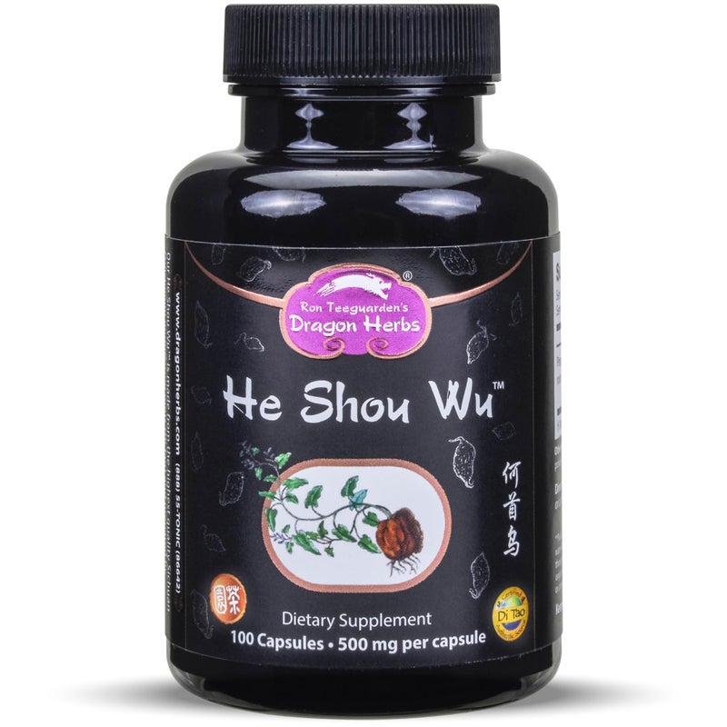 Dragon Herbs He Shou Wu Prepared He Shou Wu Supplement to Support Energy Mood Immune Support Healthy Aging Hair All Natural Ingredients NonGMO 100 Capsules 500 mg Per Capsule