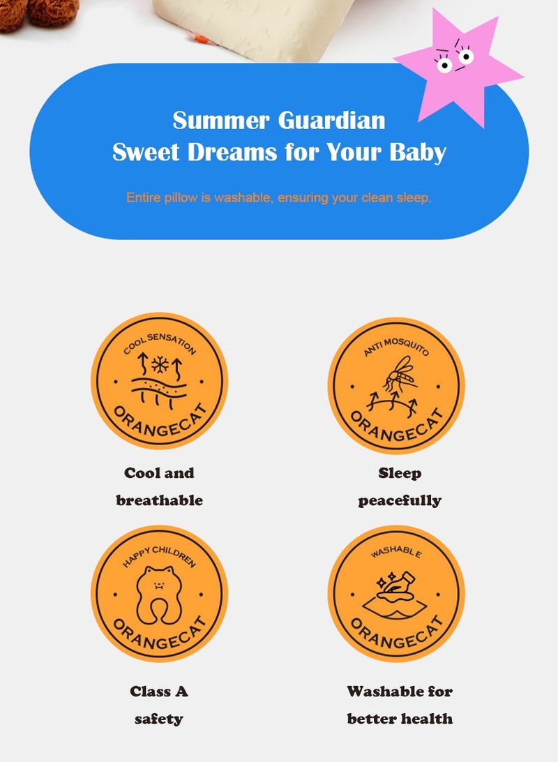 وسادة طفل رغوة الذاكرة القابلة للغسيل مع غطاء طارد للبعوض والتبريد التنفسي. الحماية البدنية للنوم السلمي ودعم الرقبة (الطفل الصغير الإصدار الأزرق) - Image 2