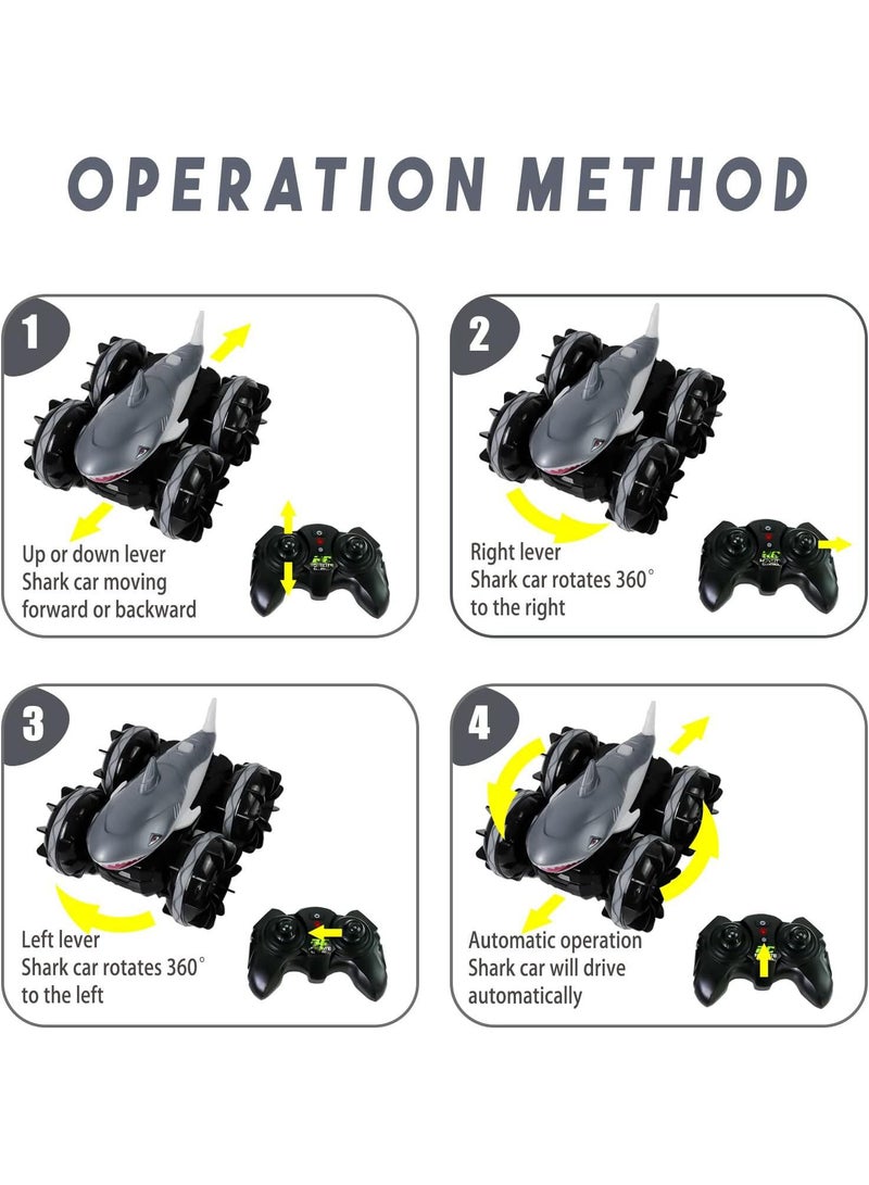 Y&D Land Rover Amphibious Shark Stunt Double Sided Rolling Driving Induction Remote Control Car Toy - Image 2