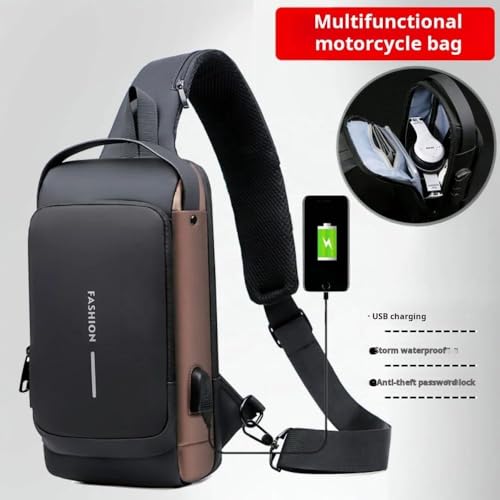 Yatee Men’s Sling Bag with USB Charging Port, Anti-Theft Crossbody Chest Bag, Waterproof Shoulder Backpack for Travel, Office, College & Daily Use (Brown) - Image 3