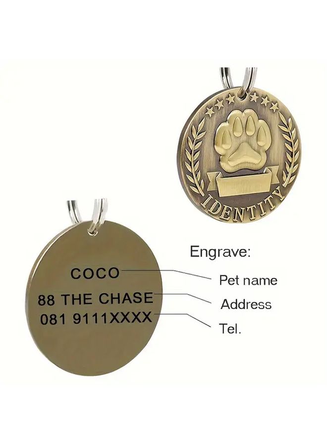 Caramel Oval Dog Tags Personalized Pet ID Charm with Horse Shoe Clasp for Small Dogs Teddy - Image 5