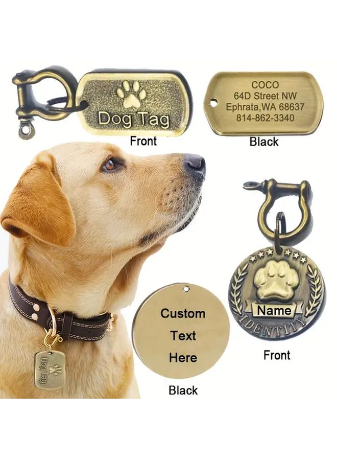 Caramel Oval Dog Tags Personalized Pet ID Charm with Horse Shoe Clasp for Small Dogs Teddy - Image 1