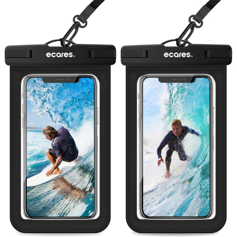ECARES Mobile Waterproof Pouch Touchscreen Functionality Waterproof Case Cellphone Dry Bag Waterproof Phone Case Drift Diving Swimming Waterproof Bag for all Smart Cellphones upto 7 Pack2
