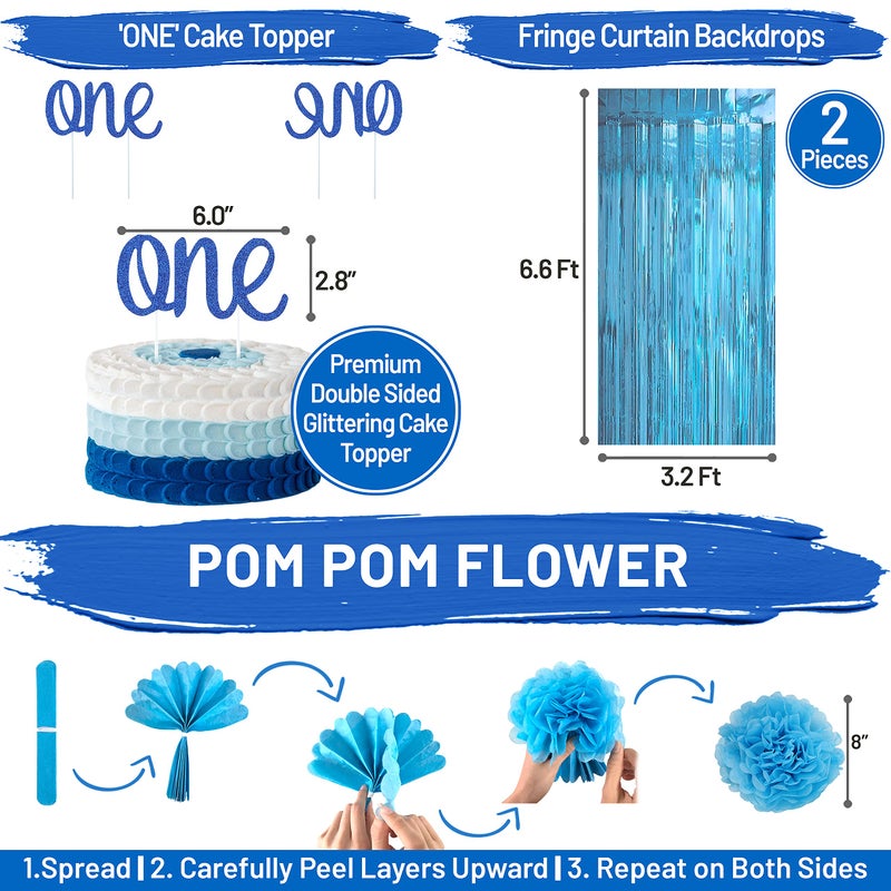PartyHooman Boy 1st Birthday Decors: Package With Photo Banner, Backdrop, Crown, High Chair Banner & Supplies - Image 5