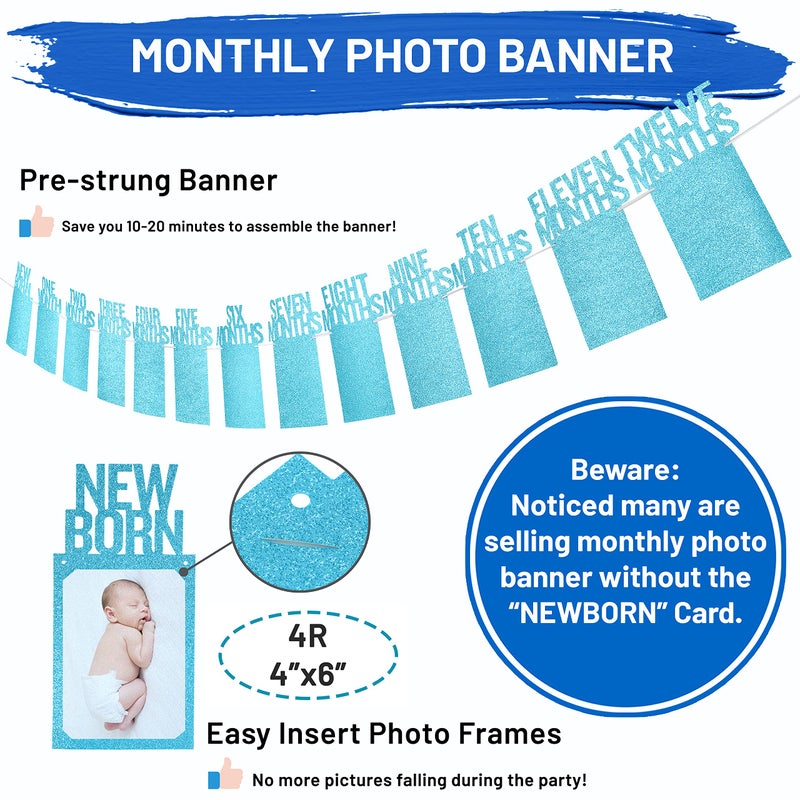 PartyHooman Boy 1st Birthday Decors: Package With Photo Banner, Backdrop, Crown, High Chair Banner & Supplies - Image 3