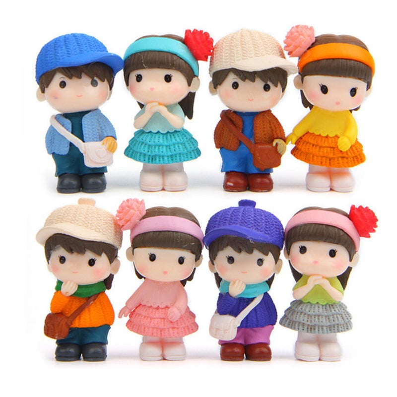 Steam 8 Pcs Cute Boys Girls Couple Figures Playset Cake Toppers Cake Decoration - Image 2