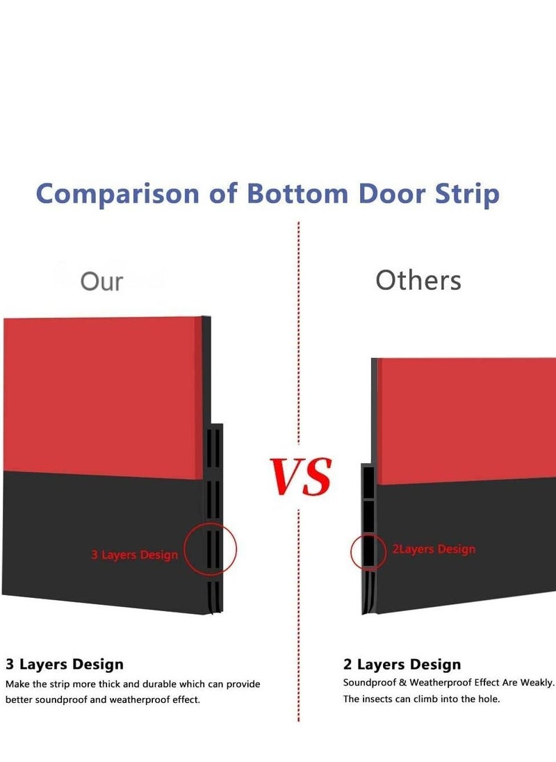Generic Door Draft Stopper Under Door Seal for Exterior/Interior Doors, Door Sweep Strip Under Door Draft Blocker, Soundproof Door Bottom Weather Stripping, 2 Inch W x 39 Inch L, Black  - Image 3