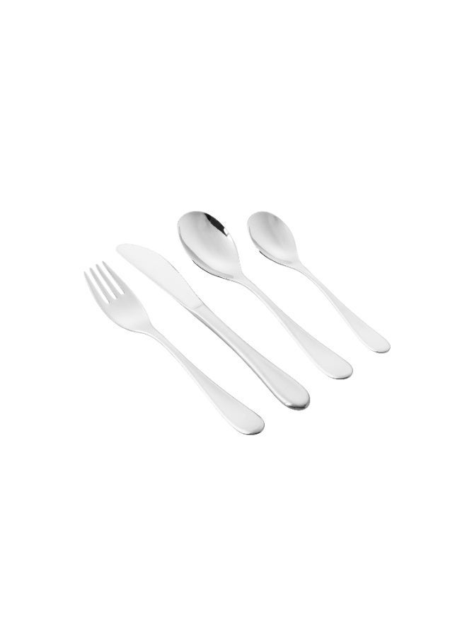 BSF 🍽️ Plain stainless steel children's serving set (spoon + fork + knife + teaspoon) – 4 pieces ✨ - Image 5