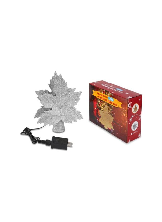 silvercnc - Christmas Tree Topper Leaf Shape Led Snowflake Projector Light for Christmas Tree Top Shinning Star Decorations US Plug - Image 1
