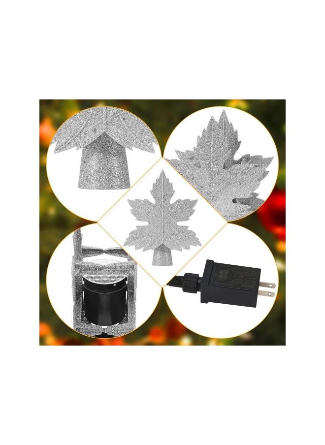 silvercnc - Christmas Tree Topper Leaf Shape Led Snowflake Projector Light for Christmas Tree Top Shinning Star Decorations US Plug - Image 1