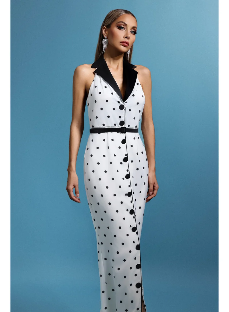 Bella Barnett Daryl Sleevess Polka Dot V-Neck Maxi Dress