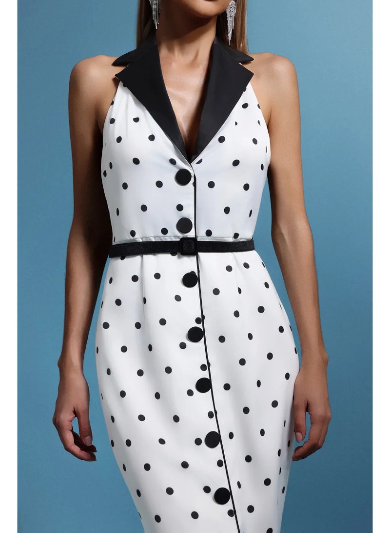 Bella Barnett Daryl Sleevess Polka Dot V-Neck Maxi Dress