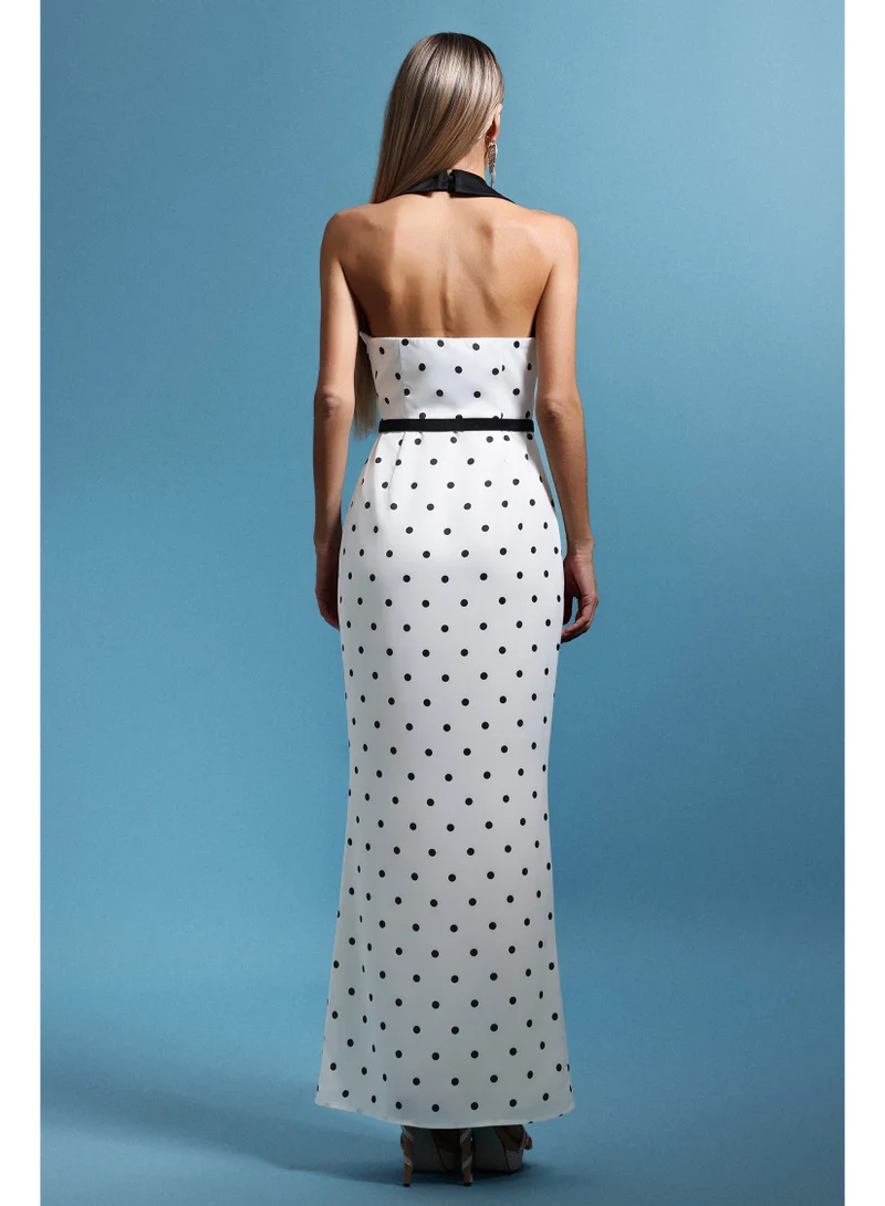 Bella Barnett Daryl Sleevess Polka Dot V-Neck Maxi Dress