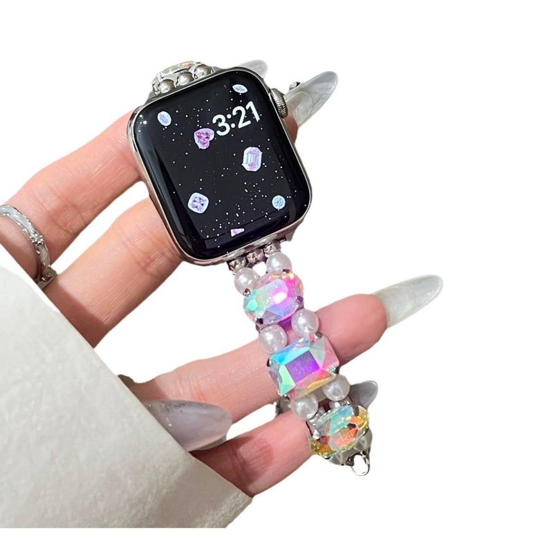 Black Resin Bracelet Strap Smartwatch Band Compatible with Apple Watch / SE with Adjustable Fit Replacement Strap for Daily Wear - Image 5