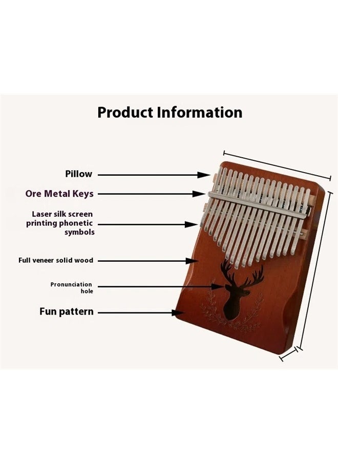 17-Keys Thumb Finger Piano Musical Instrument，Portable 17Keys Finger Piano Kit Birthday Festival Gifts For Kids Adults Music Lovers Beginner (Reindeer Retro Color, 17 Keys)  - Image 3