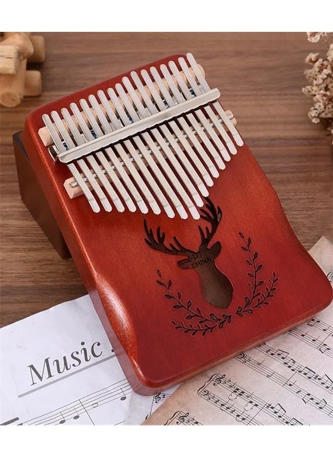 17-Keys Thumb Finger Piano Musical Instrument，Portable 17Keys Finger Piano Kit Birthday Festival Gifts For Kids Adults Music Lovers Beginner (Reindeer Retro Color, 17 Keys)  - Image 2