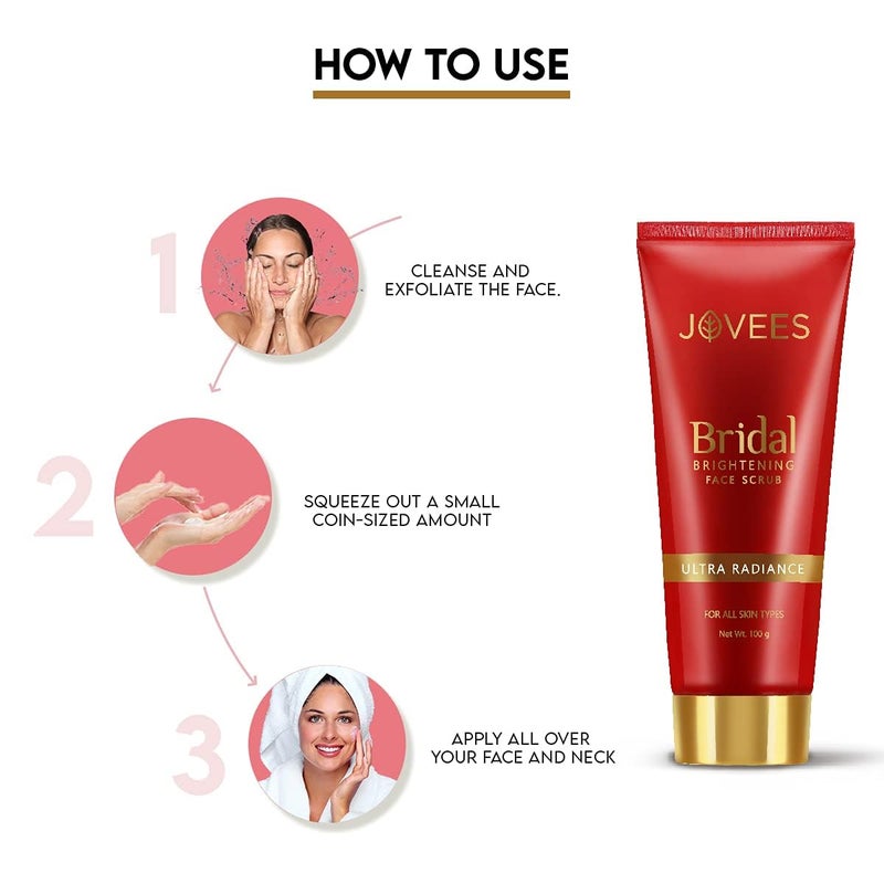 Jovees Herbal Bridal Brightening Face Scrub With Turmeric Honey  Pearl Millet Flour  Gently Remove Dead Skin  For Ultra Radiance  For All Skin Types 100G - Image 4