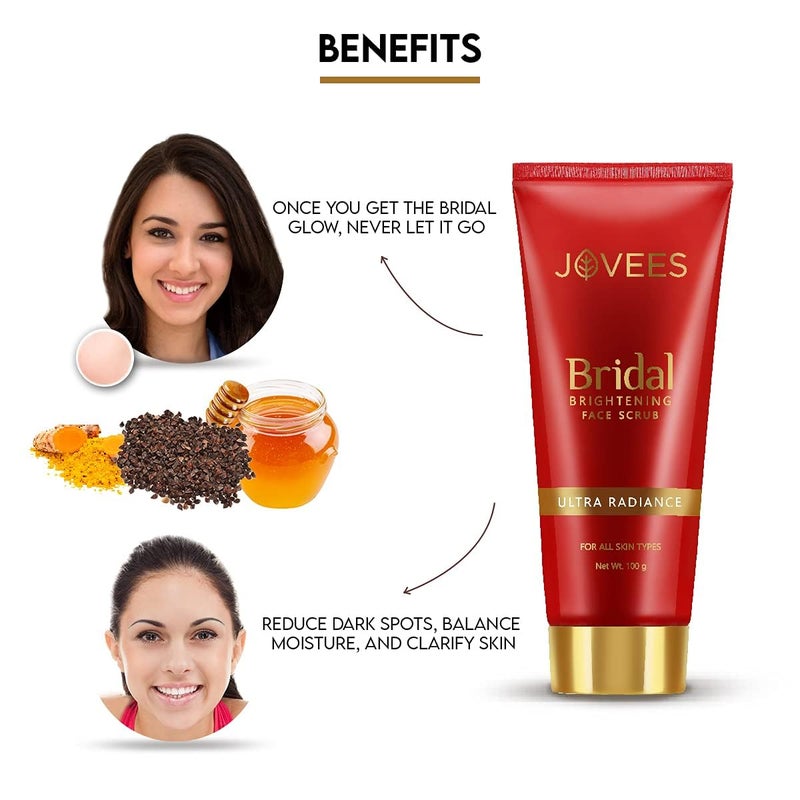 Jovees Herbal Bridal Brightening Face Scrub With Turmeric Honey  Pearl Millet Flour  Gently Remove Dead Skin  For Ultra Radiance  For All Skin Types 100G - Image 3
