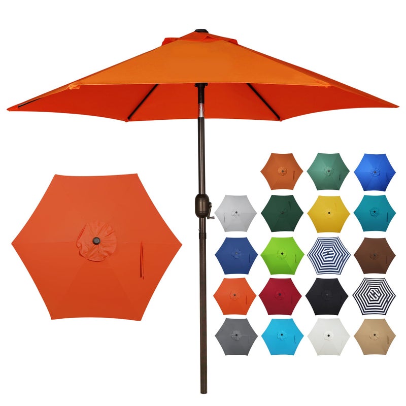 Blissun 7.5 ft Patio Umbrella, Yard Umbrella, Outdoor Market Umbrella with Push Button Tilt Crank, Orange - Image 1