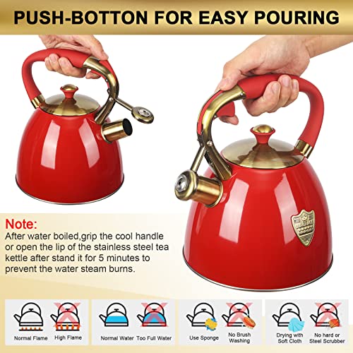 LUXGRACE Tea Kettle -2.9 Quart Tea Kettles Stovetop Whistling Teapot Stainless Steel Tea Pots for Stove Top Whistle Tea Pot - Image 5