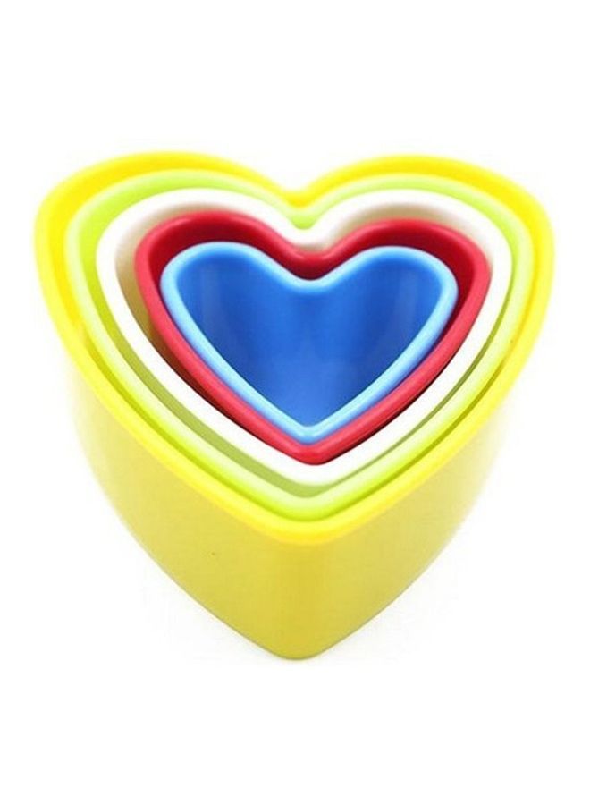 NIBEMINENT 5-Piece Heart Shape Baking Mould Multicolour