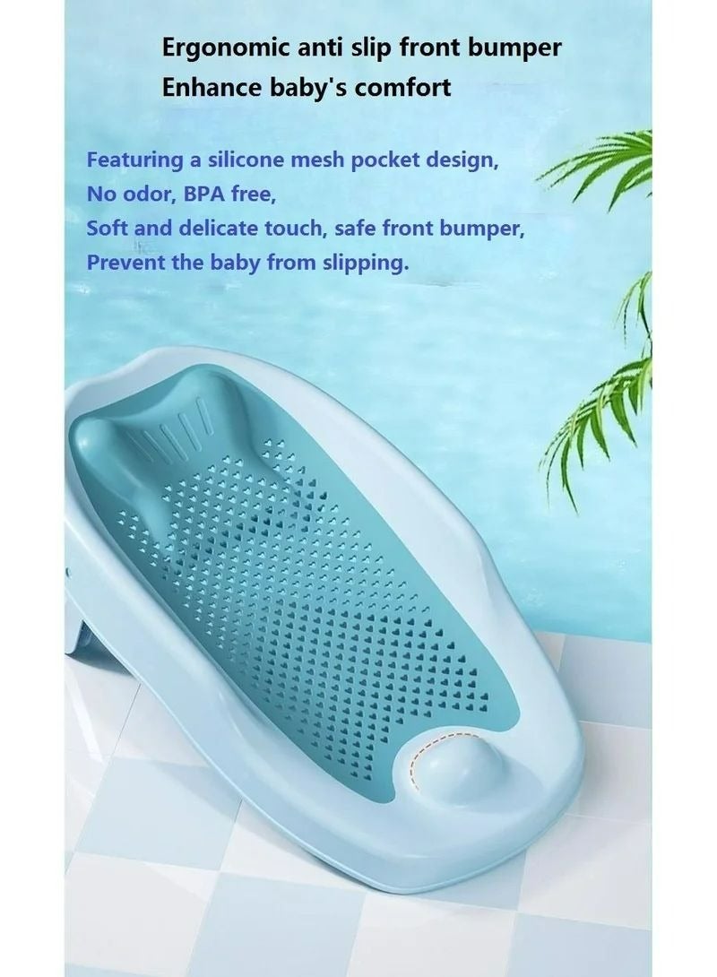 Portable Foldable Baby Bathtub Support Shower Rack Blue - Image 4