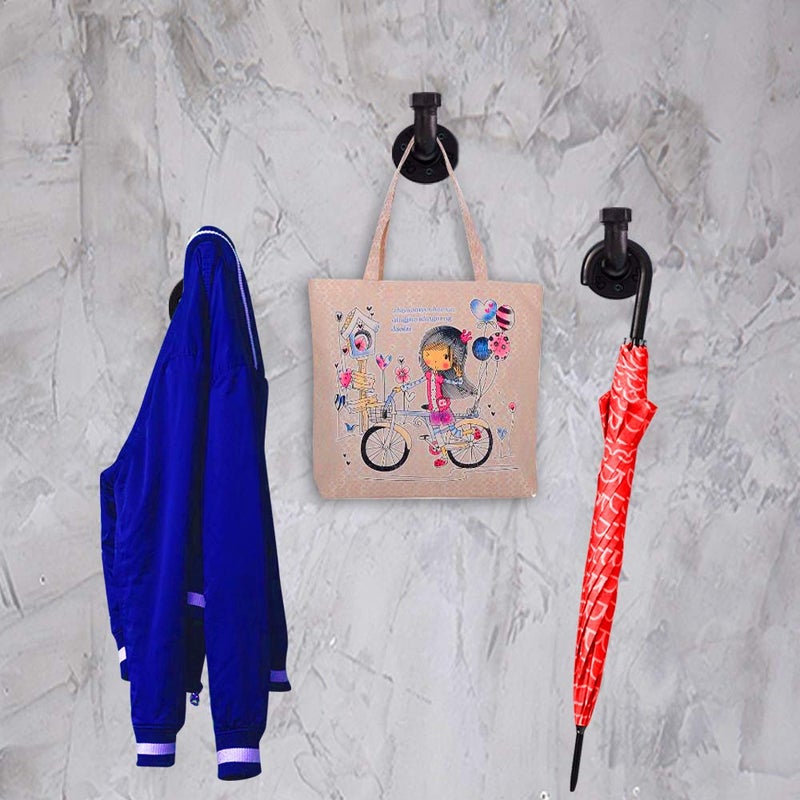 صن مول Sunmall الأنابيب الصناعية معطف هوك رفوف ريفي الثقيلة السنانير الجدار لتعليق الملابس DIY منشفة سوداء هوك أصحاب منشفة خمر للحمامات مجموعة من 3 - Image 4