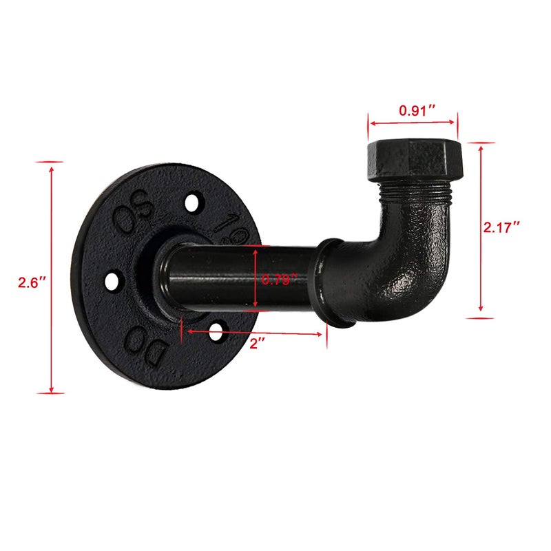 صن مول Sunmall الأنابيب الصناعية معطف هوك رفوف ريفي الثقيلة السنانير الجدار لتعليق الملابس DIY منشفة سوداء هوك أصحاب منشفة خمر للحمامات مجموعة من 3 - Image 2