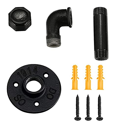 صن مول Sunmall الأنابيب الصناعية معطف هوك رفوف ريفي الثقيلة السنانير الجدار لتعليق الملابس DIY منشفة سوداء هوك أصحاب منشفة خمر للحمامات مجموعة من 3 - Image 5