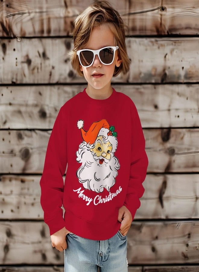 KEKEMI Toddler Christmas Crewneck Sweatshirt Retro Santa Graphic Pullover Top Baby Boy Girl Merry Christmas Long Sleeve Shirt (Red, 2-3 Years) - Image 4