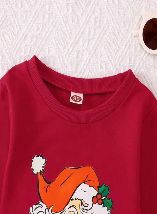 KEKEMI Toddler Christmas Crewneck Sweatshirt Retro Santa Graphic Pullover Top Baby Boy Girl Merry Christmas Long Sleeve Shirt (Red, 2-3 Years) - Image 5
