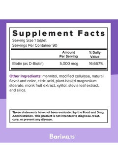 BariMelts Biotin Dissolvable Bariatric Vitamins Natural Strawberry Flavor 90 Fast Melting Tablets  - Image 5