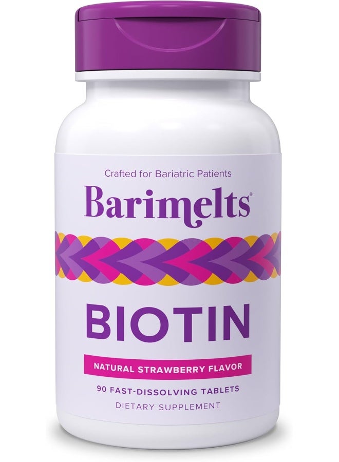 BariMelts Biotin, Dissolvable Bariatric Vitamins, Natural Strawberry Flavor, 90 Fast Melting Tablets - Image 1