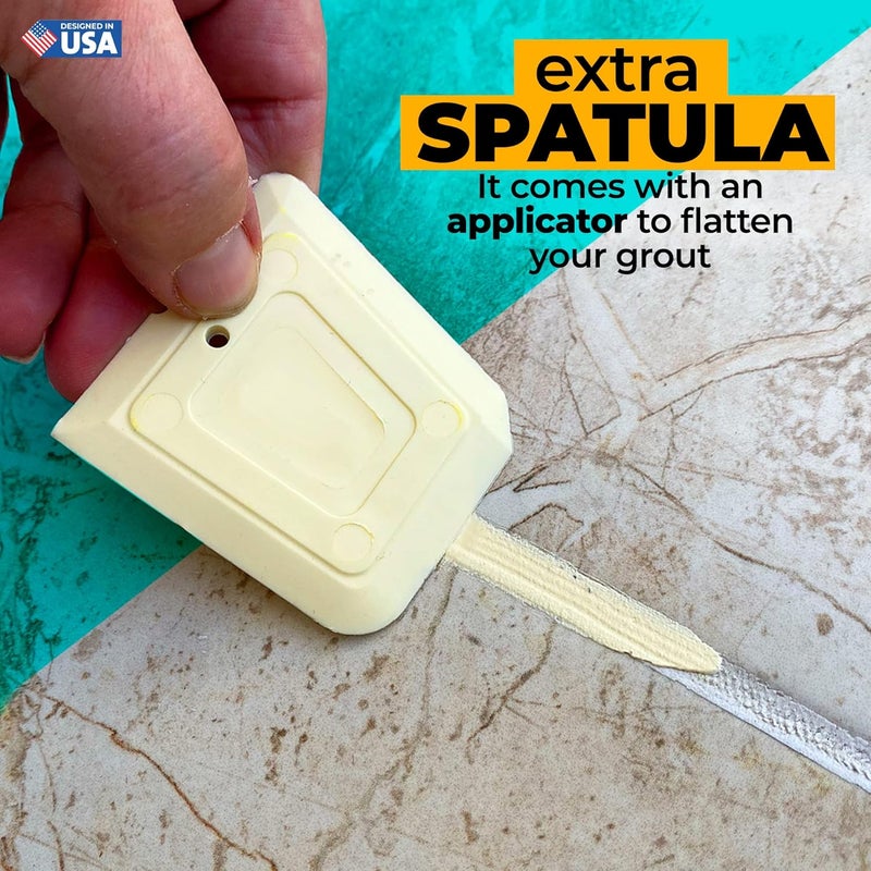 PENTAUSA Tile Grout - Large Grout Filler Repairs Renews Tube, Fast Drying Grout Repair Kit, Odorless Formula - Grout Floater Included - 13.4oz / 380gr (Cream) - Image 4