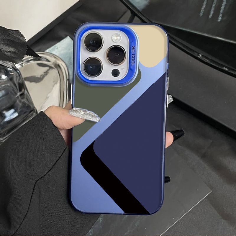 Apple iPhone 16 Pro TPU shockproof creative minimalist checkered pattern drop-proof phone case (blue)
