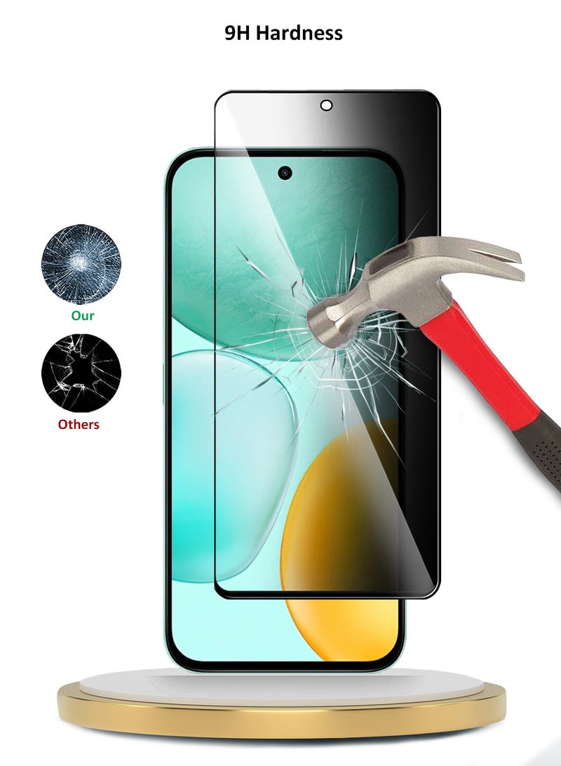 Wtech Honor X6c 4G 2025 Premium 5D Privacy Full Glue Full Cover Tempered Glass Screen Protector (MSGECP) - Clear/Black - Image 3