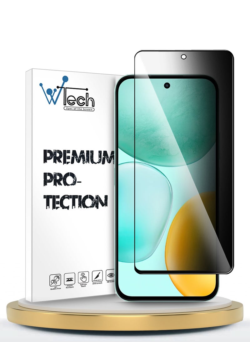 Wtech Honor X6c 4G 2025 Premium 5D Privacy Full Glue Full Cover Tempered Glass Screen Protector (MSGECP) - Clear/Black - Image 1
