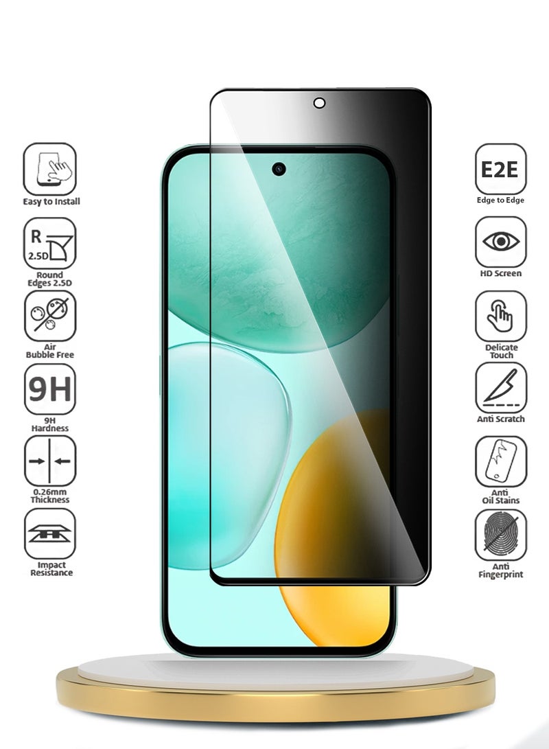 Wtech Honor X6c 4G 2025 Premium 5D Privacy Full Glue Full Cover Tempered Glass Screen Protector (MSGECP) - Clear/Black - Image 2