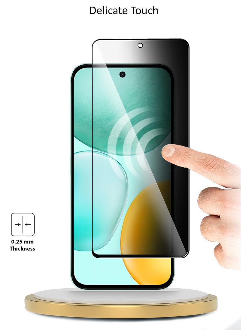 Wtech Honor X6c 4G 2025 Premium 5D Privacy Full Glue Full Cover Tempered Glass Screen Protector (MSGECP) - Clear/Black - Image 4