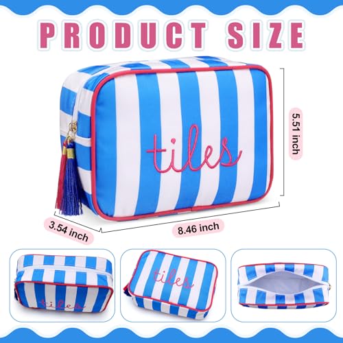 Sanwuta Mahjong Tile Bag with Zipper Striped Embroidered Mahjong Storage Pouch Mah Jong Bags for Tiles Board Game Pieces Game Party Travel Gatherings AccessoriesDark BlueClassic - Image 5