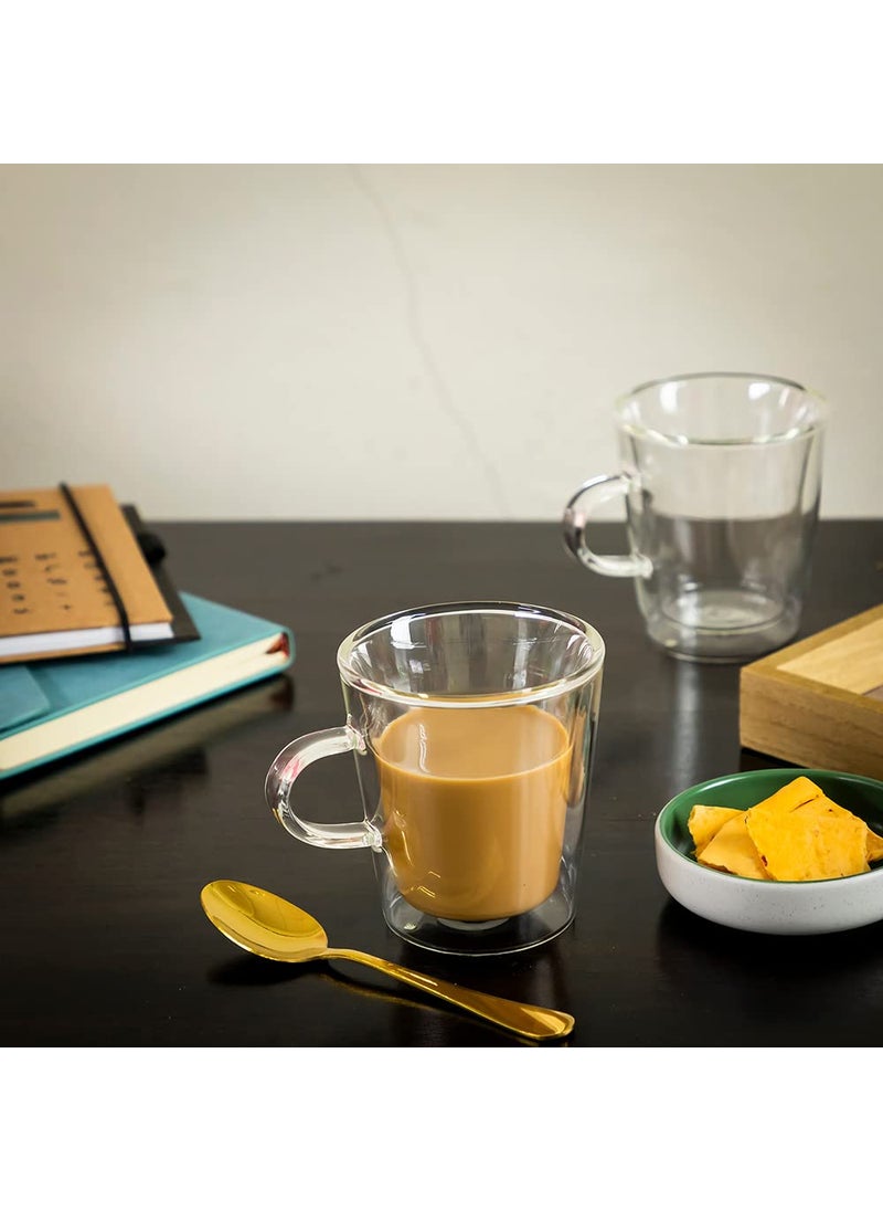 EZ Life - EZ Life Glass Double Wall Mugs - Transparent, 200ml - 4 Pieces - Image 1