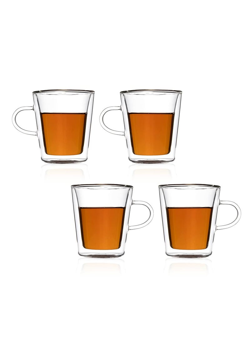 EZ Life - EZ Life Glass Double Wall Mugs - Transparent, 200ml - 4 Pieces - Image 1