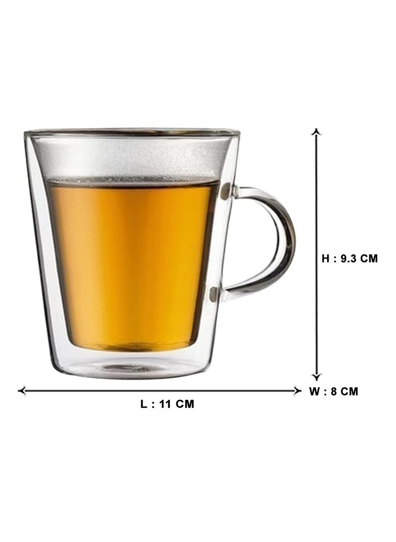 EZ Life - EZ Life Glass Double Wall Mugs - Transparent, 200ml - 4 Pieces - Image 1