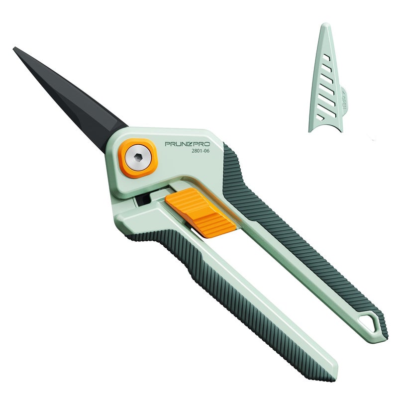 PrunePro Garden Scissors Pruning Shears Sharp Stainless Steel Non-Stick Teflon Coating Blade for Precise Cuts Garden Snip Bonsai Clippers for Plants Rose Flower - Image 1
