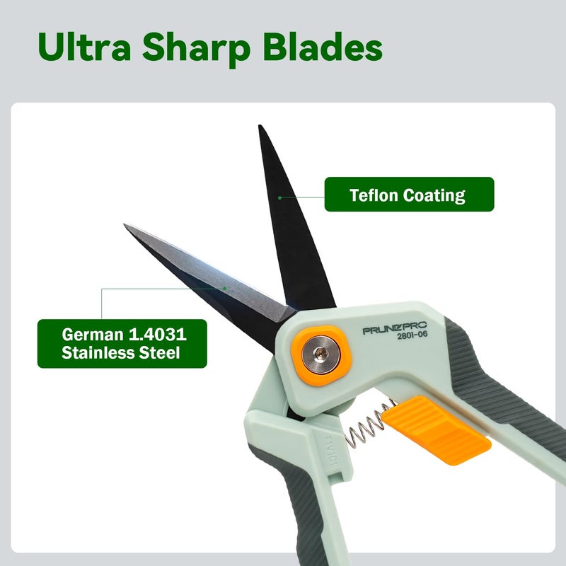 PrunePro Garden Scissors Pruning Shears Sharp Stainless Steel Non-Stick Teflon Coating Blade for Precise Cuts Garden Snip Bonsai Clippers for Plants Rose Flower - Image 2