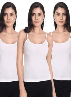 Aimly Aimly Women's Cotton Regular Fit Camisole Slip White Pack of 3  - Image 1