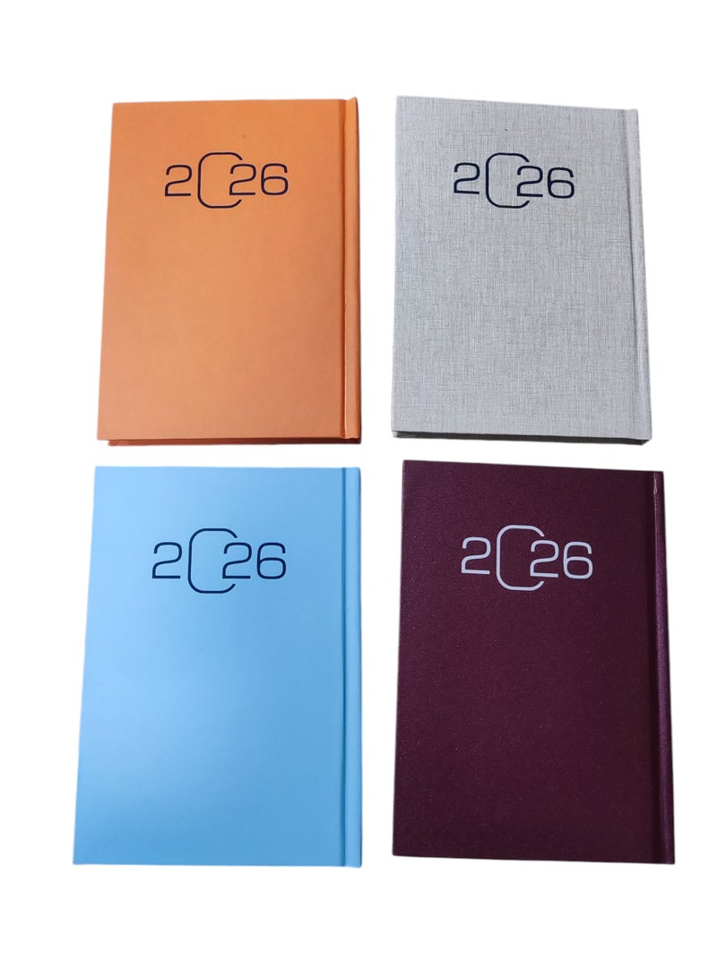 أجندة مكتبية سنوية لعام 2026 لتنظيم المواعيد والمهام اليومية والشهرية غلاف سادة أنيق للتخطيط اليومي والأعمال، مقاس 21 × 15 سم، قطعة واحدة متعددة الألوان،