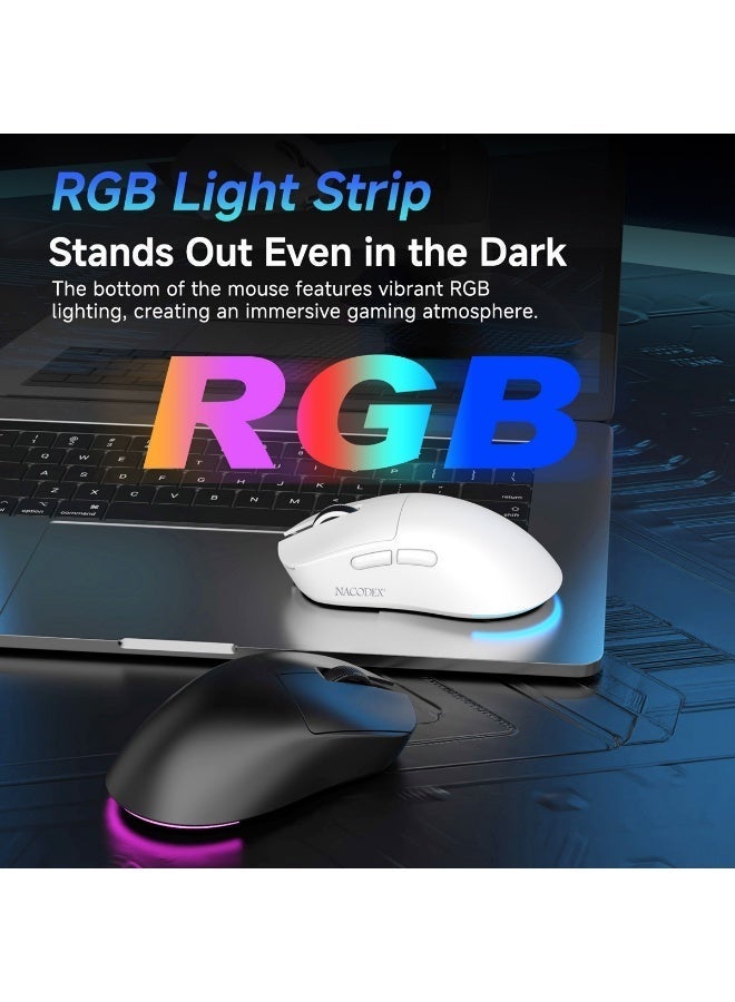 Nacodex NJ08 Ultra wireless gaming mouse, PAW3950 flagship sensor,  polling rate, 42000DPI, the third mock examination connection, Bluetooth, 2.4G, USB-C, ultra-light ergonomic design - Image 2